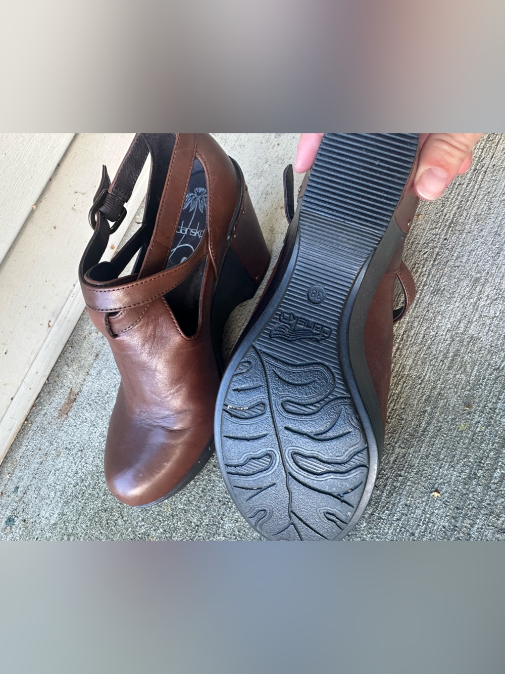Dansko Brown Leather Mary Jane Clog with Ankle Strap - Picture 6 of 6